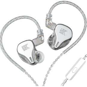 KZ DQ6 Array type three-unit dynamic in-Ear Headphone, HIFI Stereo Noise Isolating Sport IEM Wired Earphones/Earbuds/Headphones with Detachable Cable (without Mic, Silvery)