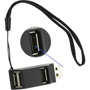 USB 2.0 3 Female Port Adapter 90 Degree USB Hub Splitter Portable High Speed Transfer Data & Power Hub for Laptop USB Flash Drive PC Black