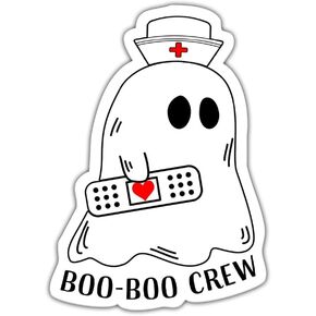 (3 Pcs) Boo Boo Crew Sticker 3x3 - Medical Sticker - Funny Cute Medical Sticker Decoration Laptop - Water Bottle - Phone - Sarcastic Medical Sticker -Encouragement Sticker for Nurse - Doctor, White