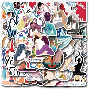 55PCS Yoga Stickers Cute Sport Stickers for Water Bottles Laptop Luggage Journaling, Kechup Yoga Stickers Gifts for Women Girls Adults Waterproof Vinyl Cartoon Decals