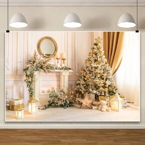 ChloropLastid 10x8ft Christmas Photography Backdrop Classic White Christmas Fireplace Photo Background Decor Xmas Tree Family Kids Holiday Party Banner Decorations Photo Booth Props