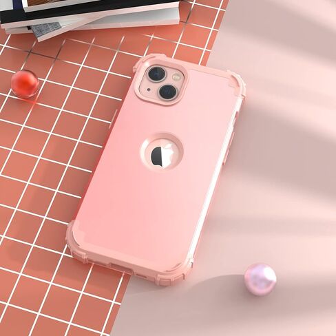 IDweel for iPhone 15 Case with Screen Protector for Women, 3 in 1 Shockproof Slim Fit Hybrid Heavy Duty Hard PC Cover Soft Silicone Bumper Full Body Case,Rose Gold in Saudi Arabia