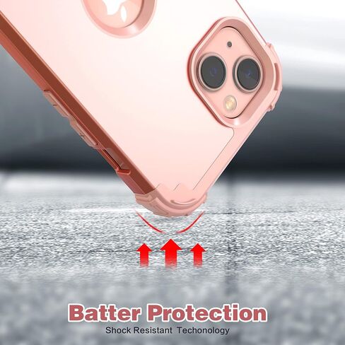 IDweel for iPhone 15 Case with Screen Protector for Women, 3 in 1 Shockproof Slim Fit Hybrid Heavy Duty Hard PC Cover Soft Silicone Bumper Full Body Case,Rose Gold in Saudi Arabia