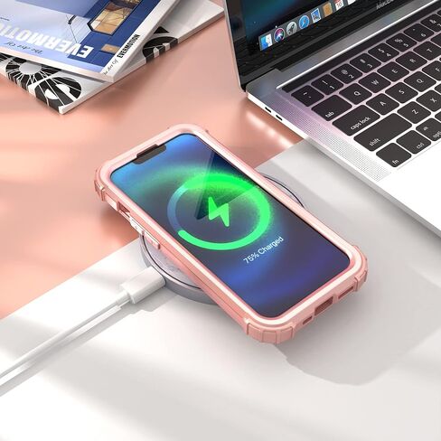 IDweel for iPhone 15 Case with Screen Protector for Women, 3 in 1 Shockproof Slim Fit Hybrid Heavy Duty Hard PC Cover Soft Silicone Bumper Full Body Case,Rose Gold in Saudi Arabia