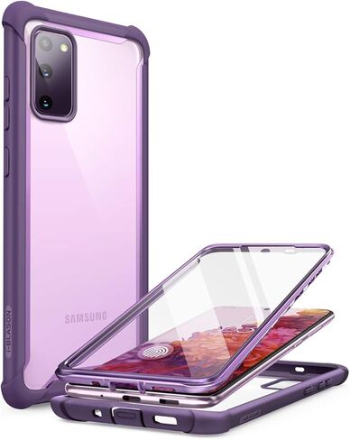 i-Blason Ares Series Designed for Samsung Galaxy S20 FE 5G Case (2020 Release), Dual Layer Rugged Clear Bumper Case with Built-in Screen Protector (Purple) in Saudi Arabia