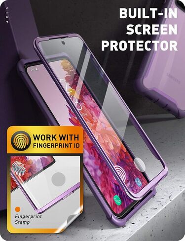 i-Blason Ares Series Designed for Samsung Galaxy S20 FE 5G Case (2020 Release), Dual Layer Rugged Clear Bumper Case with Built-in Screen Protector (Purple) in Saudi Arabia