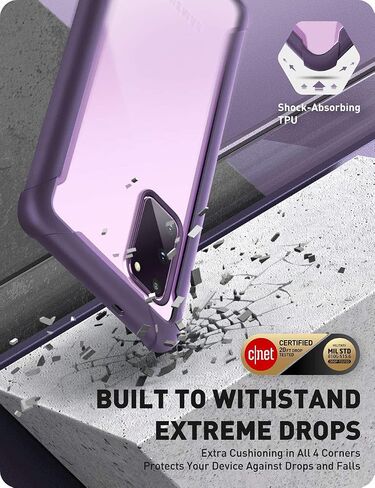 i-Blason Ares Series Designed for Samsung Galaxy S20 FE 5G Case (2020 Release), Dual Layer Rugged Clear Bumper Case with Built-in Screen Protector (Purple) in Saudi Arabia