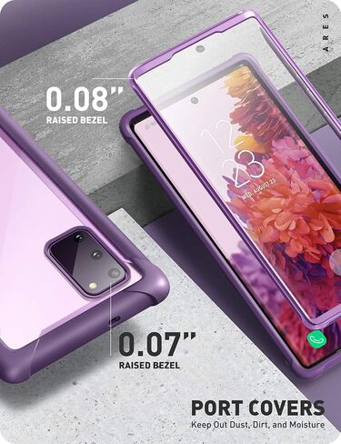 i-Blason Ares Series Designed for Samsung Galaxy S20 FE 5G Case (2020 Release), Dual Layer Rugged Clear Bumper Case with Built-in Screen Protector (Purple) in Saudi Arabia