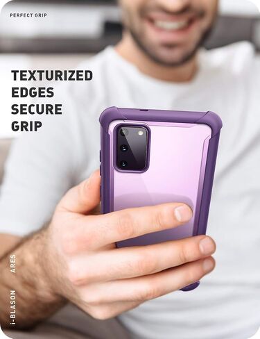 i-Blason Ares Series Designed for Samsung Galaxy S20 FE 5G Case (2020 Release), Dual Layer Rugged Clear Bumper Case with Built-in Screen Protector (Purple) in Saudi Arabia