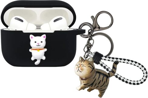 Wonhibo Cute Orange Cat for Airpods Pro Case, Kawaii Animal Kitten Cover for Airpod Pro 2019 with Keychain in Saudi Arabia