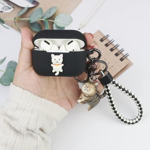Wonhibo Cute Orange Cat for Airpods Pro Case, Kawaii Animal Kitten Cover for Airpod Pro 2019 with Keychain in Saudi Arabia