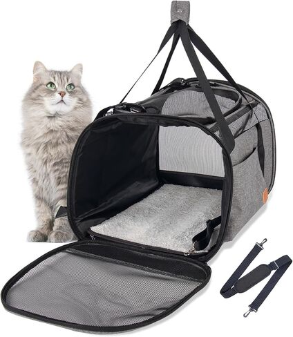 Cat Carrier for Large Cats 20 lbs, Breathable Mesh Pet Travel Carrier, Soft-Sided Cat Bag Airline Approved, Washable Pet Carrier for Small Dogs Puppies, Portable Foldable Storage Cat Carrier (Pink-D) in Saudi Arabia