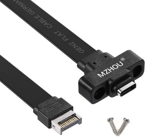 كابل تمديد USB 3.1 من النوع C لرأس اللوحة الأمامية 57 سم، كابل USB 3.1 من النوع E إلى USB 3.1 من النوع C من الجيل الثاني بسرعة تصل إلى 10 جيجابت في الثانية، مع برغي تثبيت (0.5 متر) in Kuwait