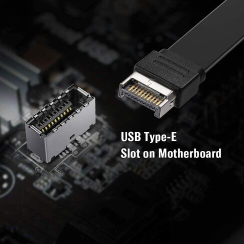 كابل تمديد USB 3.1 من النوع C لرأس اللوحة الأمامية 57 سم، كابل USB 3.1 من النوع E إلى USB 3.1 من النوع C من الجيل الثاني بسرعة تصل إلى 10 جيجابت في الثانية، مع برغي تثبيت (0.5 متر) in Kuwait