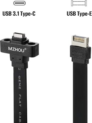 كابل تمديد USB 3.1 من النوع C لرأس اللوحة الأمامية 57 سم، كابل USB 3.1 من النوع E إلى USB 3.1 من النوع C من الجيل الثاني بسرعة تصل إلى 10 جيجابت في الثانية، مع برغي تثبيت (0.5 متر) in Kuwait