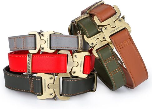 Leather Dog Collar Adjustable Heavy Duty with Handle for Dog，Tactical Collar with Quick-Release Metal Buckle (S-0.6"×(10"-13"), Green) in Saudi Arabia