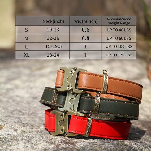 Leather Dog Collar Adjustable Heavy Duty with Handle for Dog，Tactical Collar with Quick-Release Metal Buckle (S-0.6"×(10"-13"), Green) in Saudi Arabia