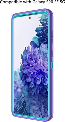 Annymall Cover for Galaxy S20 FE 5G Case for Samsung S20 FE Heavy Duty Case with Screen Protector for Women Men Rugged Shockproof Cover for Samsung Galaxy S20 FE 5G 6.5 inch (Purple/Sky Blue) in Saudi Arabia