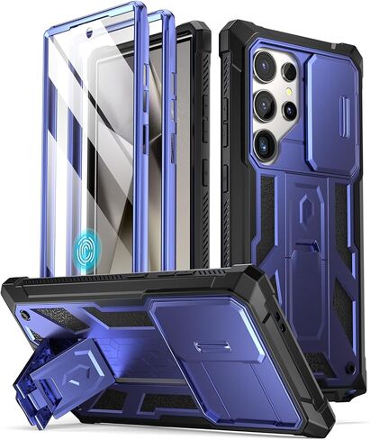 Poetic Spartan Case for Galaxy S24 Ultra 6.8", [Slide Camera Cover] [Screen Protector Works with Fingerprint ID]Military Grade Rugged Shockproof S24 Ultra Phone Case with Kickstand, Metallic Gun Metal in Kuwait
