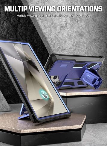 Poetic Spartan Case for Galaxy S24 Ultra 6.8", [Slide Camera Cover] [Screen Protector Works with Fingerprint ID]Military Grade Rugged Shockproof S24 Ultra Phone Case with Kickstand, Metallic Gun Metal in Kuwait