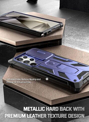Poetic Spartan Case for Galaxy S24 Ultra 6.8", [Slide Camera Cover] [Screen Protector Works with Fingerprint ID]Military Grade Rugged Shockproof S24 Ultra Phone Case with Kickstand, Metallic Gun Metal in Kuwait