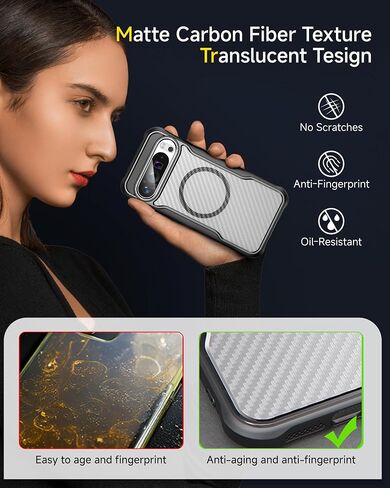 حافظة مغناطيسية لسلسلة Google Pixel 9 (2024)، متوافقة مع MagSafe، [حماية من السقوط من الدرجة العسكرية] حافظة خلفية شفافة غير لامعة مقاومة للصدمات لسلسلة Pixel 9 (Google Pixel 9 Pro XL) in Saudi Arabia