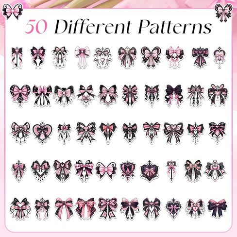 100 قطعة من ملصقات القوس باللونين الأسود والوردي، ملصقات على شكل فيونكة لطيفة باللونين الوردي والأسود، ملصقات جمالية لديكور حفلات أعياد الميلاد باللون الأسود والوردي، مناسبة لإمداد زجاجات المياه بديكور القصاصات، للنساء in Kuwait