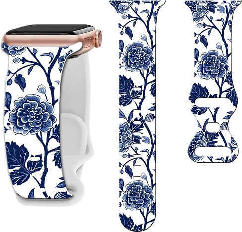 Floral watch Bands Compatible with Apple Watch Band for women 44mm 40mm 38mm 41mm 45mm 49mm 42mm, Soft Silicone Cute Flower Pattern Sport Strap for iWatch Bands Series Ultra 2 SE 9 8 7 6 5 4 3 2 1 in Saudi Arabia