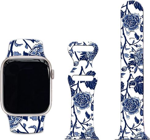 Floral watch Bands Compatible with Apple Watch Band for women 44mm 40mm 38mm 41mm 45mm 49mm 42mm, Soft Silicone Cute Flower Pattern Sport Strap for iWatch Bands Series Ultra 2 SE 9 8 7 6 5 4 3 2 1 in Saudi Arabia