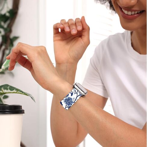 Floral watch Bands Compatible with Apple Watch Band for women 44mm 40mm 38mm 41mm 45mm 49mm 42mm, Soft Silicone Cute Flower Pattern Sport Strap for iWatch Bands Series Ultra 2 SE 9 8 7 6 5 4 3 2 1 in Saudi Arabia