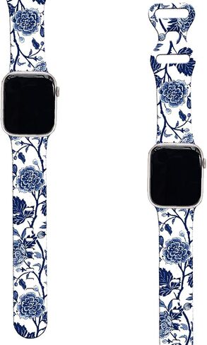Floral watch Bands Compatible with Apple Watch Band for women 44mm 40mm 38mm 41mm 45mm 49mm 42mm, Soft Silicone Cute Flower Pattern Sport Strap for iWatch Bands Series Ultra 2 SE 9 8 7 6 5 4 3 2 1 in Saudi Arabia