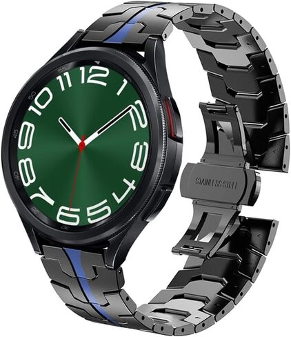 Bands Compatible with Samsung Galaxy Watch 7 / FE / 6/6 Classic / 5/5 Pro / 4/4 Classic/Galaxy 3 41mm, 20mm Thin Iron Man Stainless Steel Metal Strap for Women Men Black-green in Kuwait