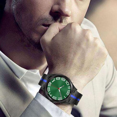 Bands Compatible with Samsung Galaxy Watch 7 / FE / 6/6 Classic / 5/5 Pro / 4/4 Classic/Galaxy 3 41mm, 20mm Thin Iron Man Stainless Steel Metal Strap for Women Men Black-green in Kuwait