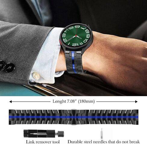 Bands Compatible with Samsung Galaxy Watch 7 / FE / 6/6 Classic / 5/5 Pro / 4/4 Classic/Galaxy 3 41mm, 20mm Thin Iron Man Stainless Steel Metal Strap for Women Men Black-green in Kuwait