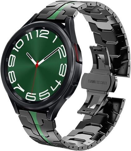 Bands Compatible with Samsung Galaxy Watch 7 / FE / 6/6 Classic / 5/5 Pro / 4/4 Classic/Galaxy 3 41mm, 20mm Thin Iron Man Stainless Steel Metal Strap for Women Men Black-green in Kuwait