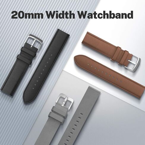 Ticwatch E3 Leather Watch Band Accessory Watch Strap, 20mm Width Brown Leather Replacement Watchband GTH Pro, C2 Onyx and C2 Platinum in Kuwait