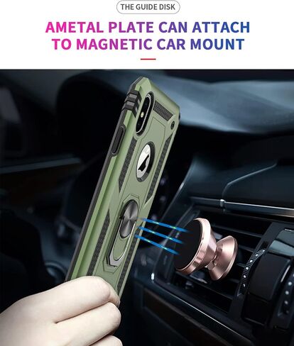 Korecase Compatible with iPhone X iPhone Xs Case, Extreme Protection Military Armor Dual Layer Protective Cover with 360 Degree Swivel Ring Kickstand Blue in Saudi Arabia