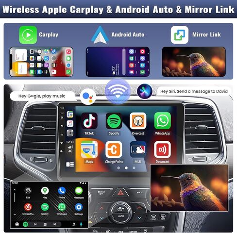 راديو ستيريو للسيارة 2G+64G Android 13 لسيارة Jeep Grand Cherokee 2014 2015 2016 2017 راديو لاسلكي Carplay Android Auto GPS Navigation، شاشة لمس 9 بوصات بلوتوث Hi-Fi Audio/WiFi/SWC/USB+ميكروفون كاميرا احتياطية in Kuwait