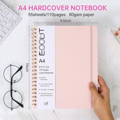 EOOUT 4 Pack Spiral Notebook، دفتر ملاحظات للعمل، دفاتر ملاحظات ذات غلاف فني، مسطر بالكلية، 5.5 بوصة × 8.5 بوصة، 100 ورقة/200 صفحة، 3 موضوعات مع فواصل قابلة للإزالة، للوازم المدرسية، الهدايا in Saudi Arabia