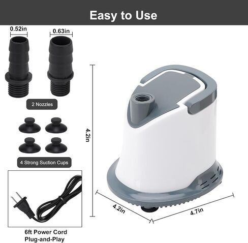 6W Mini Submersible Pump 100GPH, 350L/H, Max Lift up to 2ft, Submersible Water Pump with Adjustable Switch 2 Nozzles 5ft Power Cord for Fountain, Fish Tank, Pond, Statuary, Aquarium (Green) in Saudi Arabia