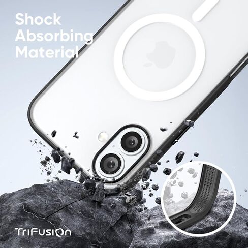 حافظة FLOLAB Surtect Tri-Fusion المغناطيسية لهاتف iPhone 16 Pro، تصميم نحيف واقٍ، متوافق مع Magsafe من الدرجة العسكرية - شفاف غير لامع in Kuwait