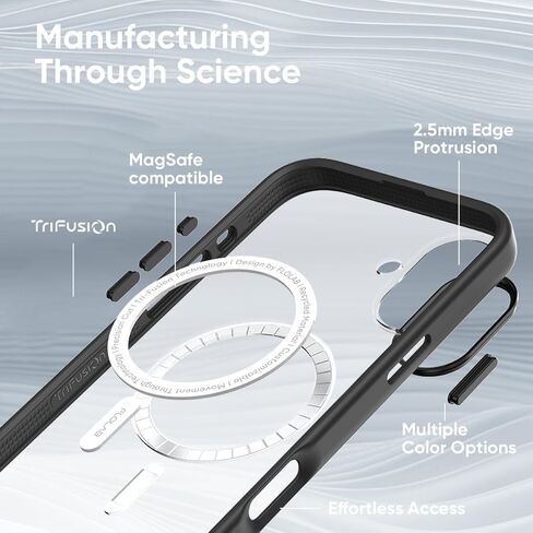 حافظة FLOLAB Surtect Tri-Fusion المغناطيسية لهاتف iPhone 16 Pro، تصميم نحيف واقٍ، متوافق مع Magsafe من الدرجة العسكرية - شفاف غير لامع in Kuwait