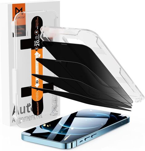 DIMONCOAT 4 Packs for iPhone 12 Pro Max Privacy Screen Protector [Auto Alignment Kit] [Invisible Privacy Armor][10X Military Protection] Compatible 12 Pro Max 6.7'' Tempered Glass [Case Friendly] in Kuwait