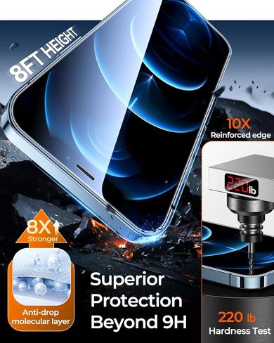 DIMONCOAT 4 Packs for iPhone 12 Pro Max Privacy Screen Protector [Auto Alignment Kit] [Invisible Privacy Armor][10X Military Protection] Compatible 12 Pro Max 6.7'' Tempered Glass [Case Friendly] in Kuwait