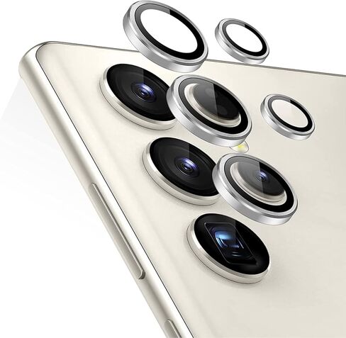 Compatible with Samsung Galaxy S23 Ultra Camera Lens Protector, 9H Tempered Glass Camera Cover Film Metal Individual Ring [Easy Installation][Case Friendly][Scratch Resistant] Black in Saudi Arabia