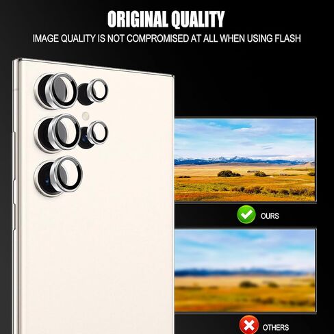 Compatible with Samsung Galaxy S23 Ultra Camera Lens Protector, 9H Tempered Glass Camera Cover Film Metal Individual Ring [Easy Installation][Case Friendly][Scratch Resistant] Black in Saudi Arabia
