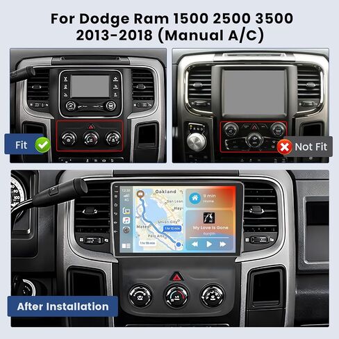Hikity 2+64G Android Car Stereo for Dodge Ram 1500 2500 3500 9 Inch Touchscreen for 2013 2014 2015 2016 2017 2018 RAM Radio Carplay Android Auto WiFi Bluetooth FM EQ Backup Camera (Manual A/C) in Saudi Arabia