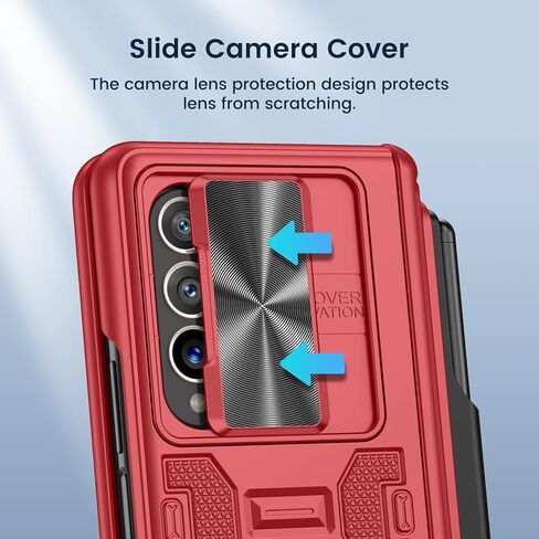 Maxdara for Z Fold 3 Case, with Pen Holder & Hinge Protection & Slide Camera Cover & Built-in Screen Protector & Kickstand Full-Body Dual Layer Case for Samsung Galaxy Z Fold 3 5G(Black) in Kuwait