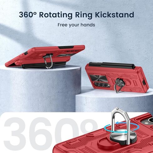 Maxdara for Z Fold 3 Case, with Pen Holder & Hinge Protection & Slide Camera Cover & Built-in Screen Protector & Kickstand Full-Body Dual Layer Case for Samsung Galaxy Z Fold 3 5G(Black) in Kuwait