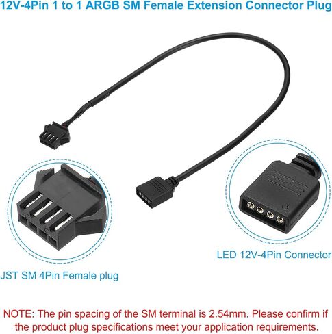 PATIKIL 5V 3 Pin to SM3P Female Splitter Cable, 2 Pcs PWM Fans RGB Power Cord ARGB Extension Connector Plug for Computer Chassis Motherboard, Black in Saudi Arabia